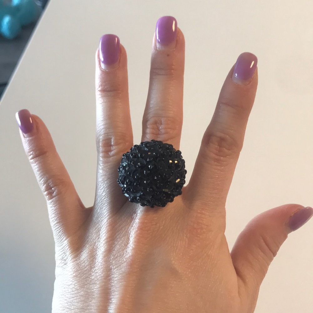 Black Adjustable Cocktail Ring